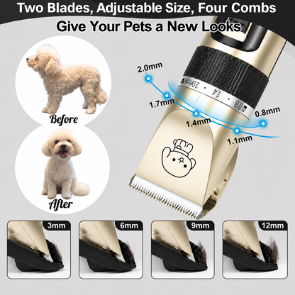 Dog Grooming Kit, Cordless Dog Clippers, Rechargeable Dogs Hair Trimmer