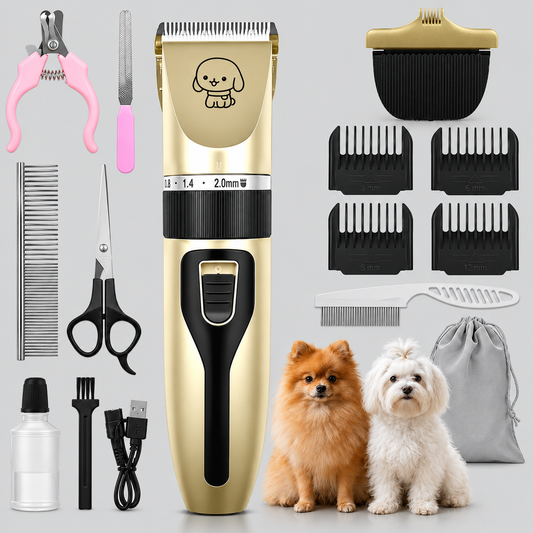 Dog Grooming Kit, Cordless Dog Clippers, Rechargeable Dogs Hair Trimmer