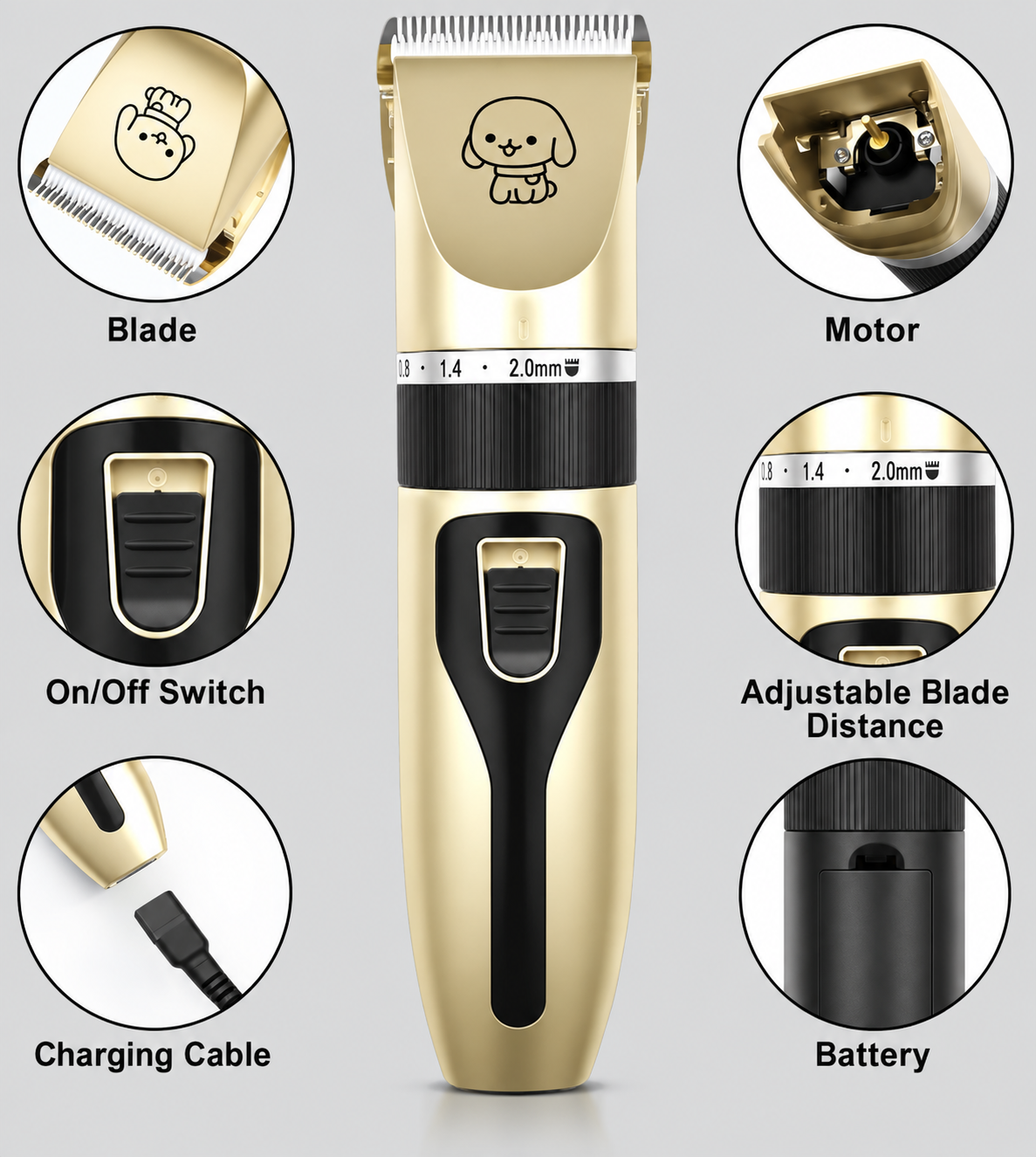 Dog Grooming Kit, Cordless Dog Clippers, Rechargeable Dogs Hair Trimmer